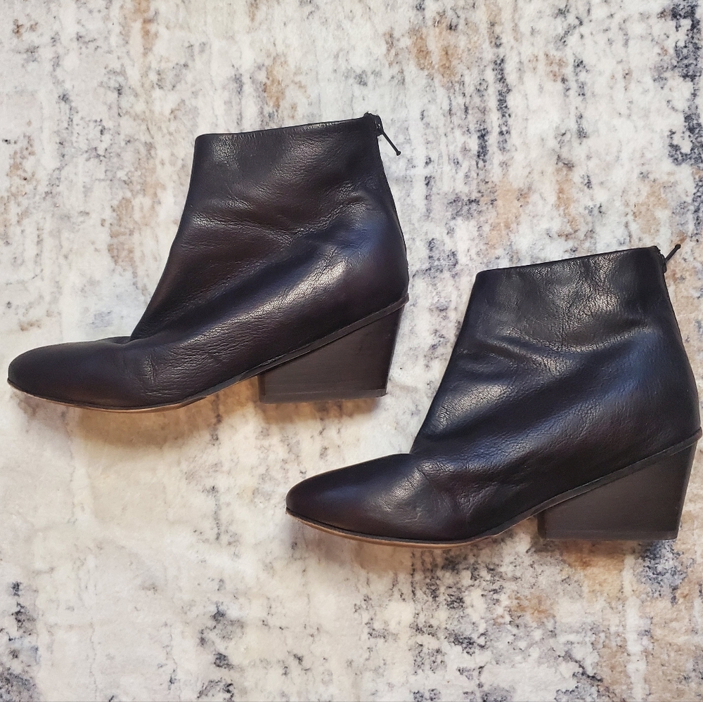 Sesto Meucci Dark Brown Leather Ankle Boots Booties Size 7.5